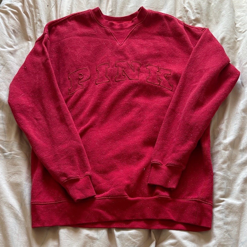 PINK Victoria's Secret Vibrant Red Crewneck Sweater